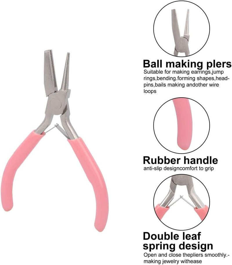 TUNQISM 1PCS 5 Inches Pink Jewelry-making pliers Beadsmith Concave Round Nose Pliers – Wire Looping and Bending Tool – Jewelry-Making Instrument Metal ring-making tools - Image 3